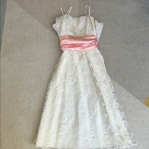 Vintage White and Pink Lace Formal
